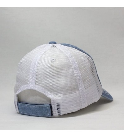 Baseball Caps Washed Cotton Unstructured Soft Mesh Adjustable Trucker Baseball Cap - Denim Blue - C0185SDQE7Q $9.63