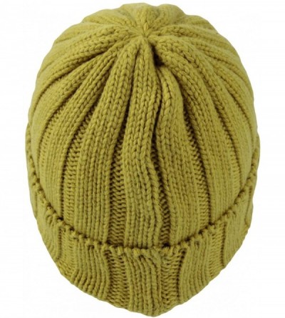 Skullies & Beanies Winter Ribbed Visor Knit Beanie Hat Warm Skully Baseball Cap SLQ1231 - Yellowgreen - CK18ZA5AQ37 $20.47