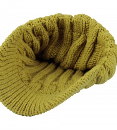 Skullies & Beanies Winter Ribbed Visor Knit Beanie Hat Warm Skully Baseball Cap SLQ1231 - Yellowgreen - CK18ZA5AQ37 $20.47