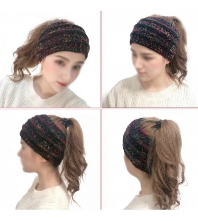 Skullies & Beanies Women Winter Tough Headwear Stretchy Soft Knitted Comfort Horsetail Hats Skullies Beanies - Black + Coffee...