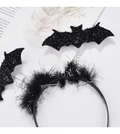 Headbands Black Fashion Headband Springed Two Flying Bat Black Fur - CG18IHKEXK6 $11.68