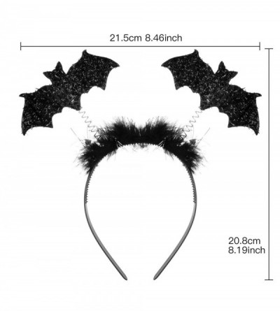 Headbands Black Fashion Headband Springed Two Flying Bat Black Fur - CG18IHKEXK6 $11.68