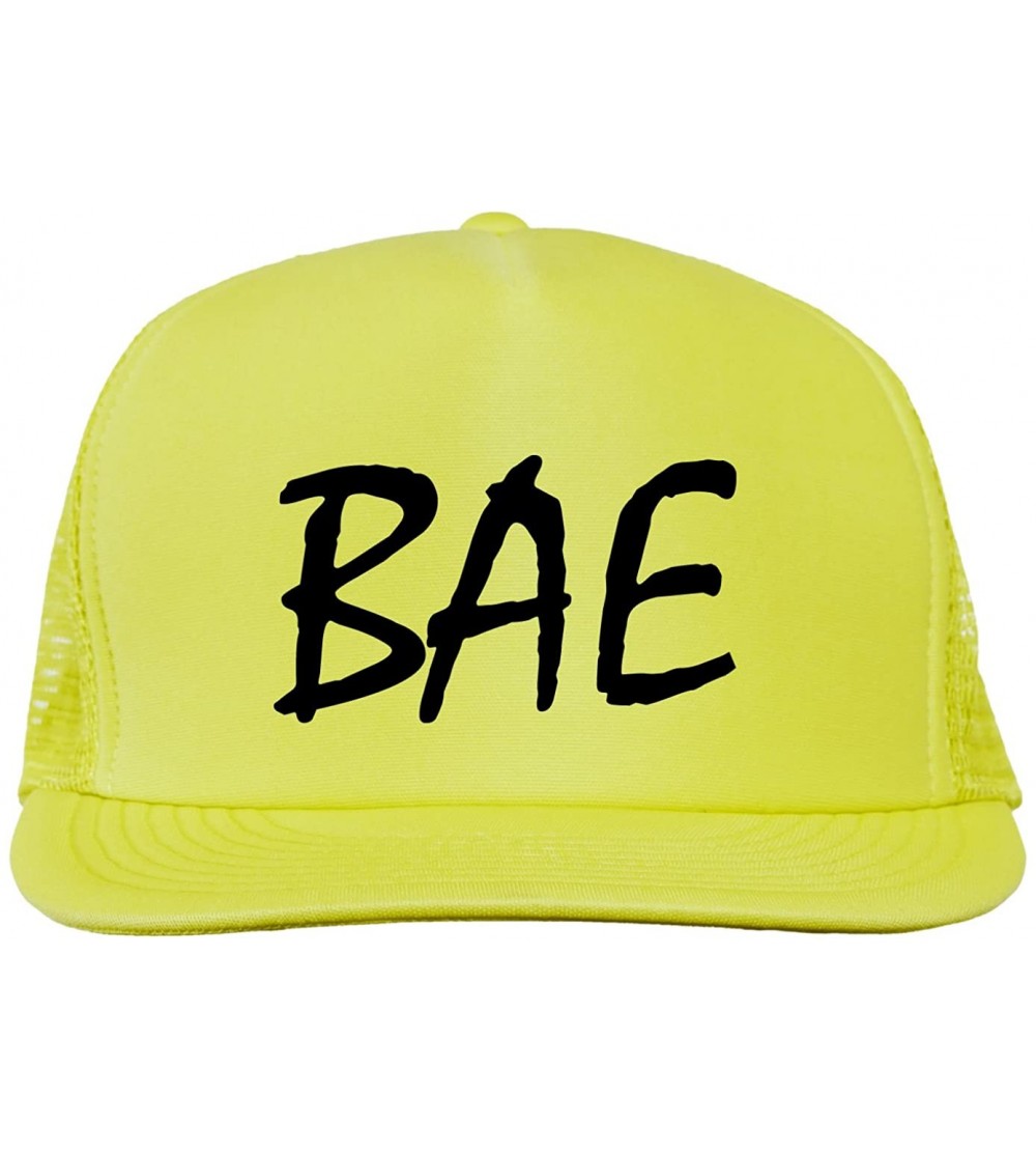 Baseball Caps BAE Bright neon Truckers mesh snap Back hat - Neon Yellow - CY11XGEM1RJ $22.43