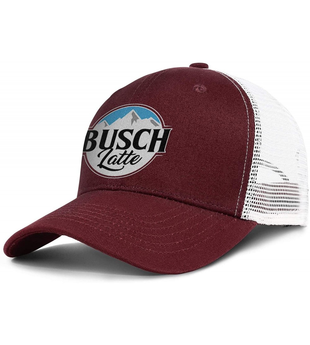 Baseball Caps Unisex Adjustable Busch-Light-Busch-Latte-Baseball Caps Dad Flat Hat - Burgundy-23 - CC18U4XA88W $12.96