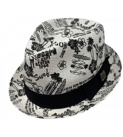 Fedoras Men Women Unisex Cool Summer Straw Upbrim Roll Up Fedora Hat Cap - Ht5804white - CU18RO9QMUY $12.48