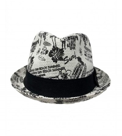 Fedoras Men Women Unisex Cool Summer Straw Upbrim Roll Up Fedora Hat Cap - Ht5804white - CU18RO9QMUY $12.48