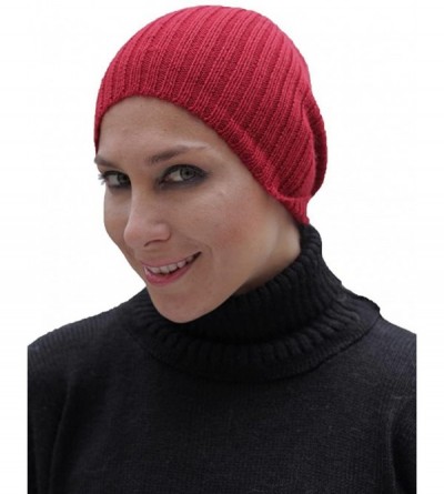 Skullies & Beanies Superfine Alpaca Wool Knitted Beanie Hat Skullcap One Sz Unisex Colors Available - Red - C911HDTG773 $25.38