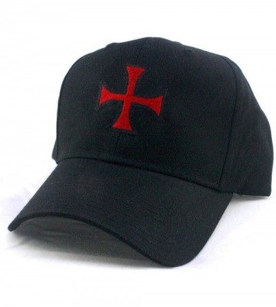 Baseball Caps Templar Cross - Knights Christian Jesus Christ GOD - Twill Pro Style Baseball Cap Hat Black - CR12N7Z2B0R $32.80