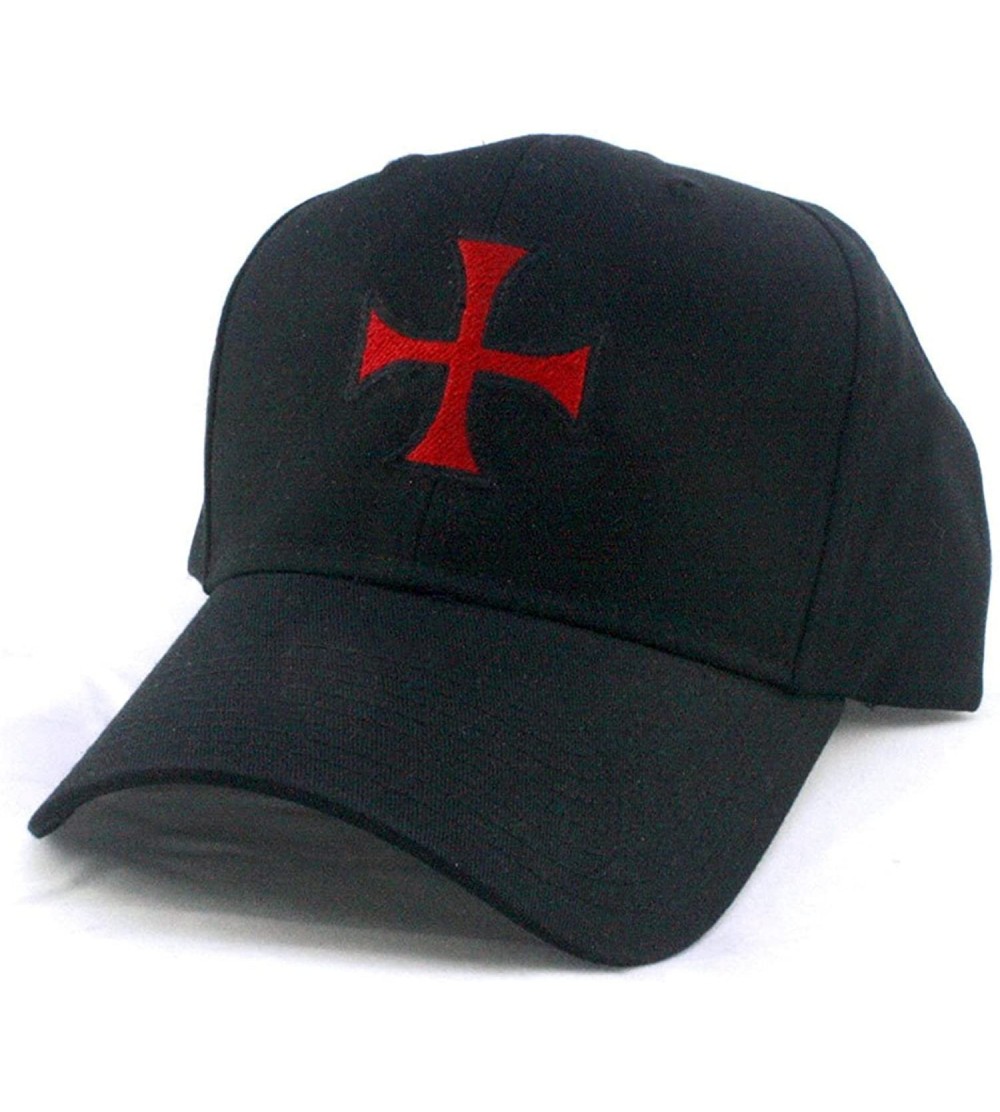 Baseball Caps Templar Cross - Knights Christian Jesus Christ GOD - Twill Pro Style Baseball Cap Hat Black - CR12N7Z2B0R $18.37