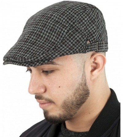 Newsboy Caps Mens Classic English Tweed Flat Cap - Charcoal Check-a - CI11KGSVAHT $9.84