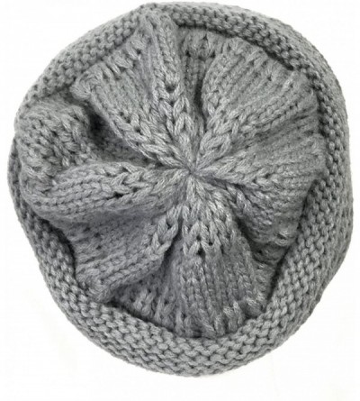 Skullies & Beanies Winter Warm Knitted Infinity Scarf and Beanie Hat - Light Gray_1 - CP18ZTXZO42 $12.69
