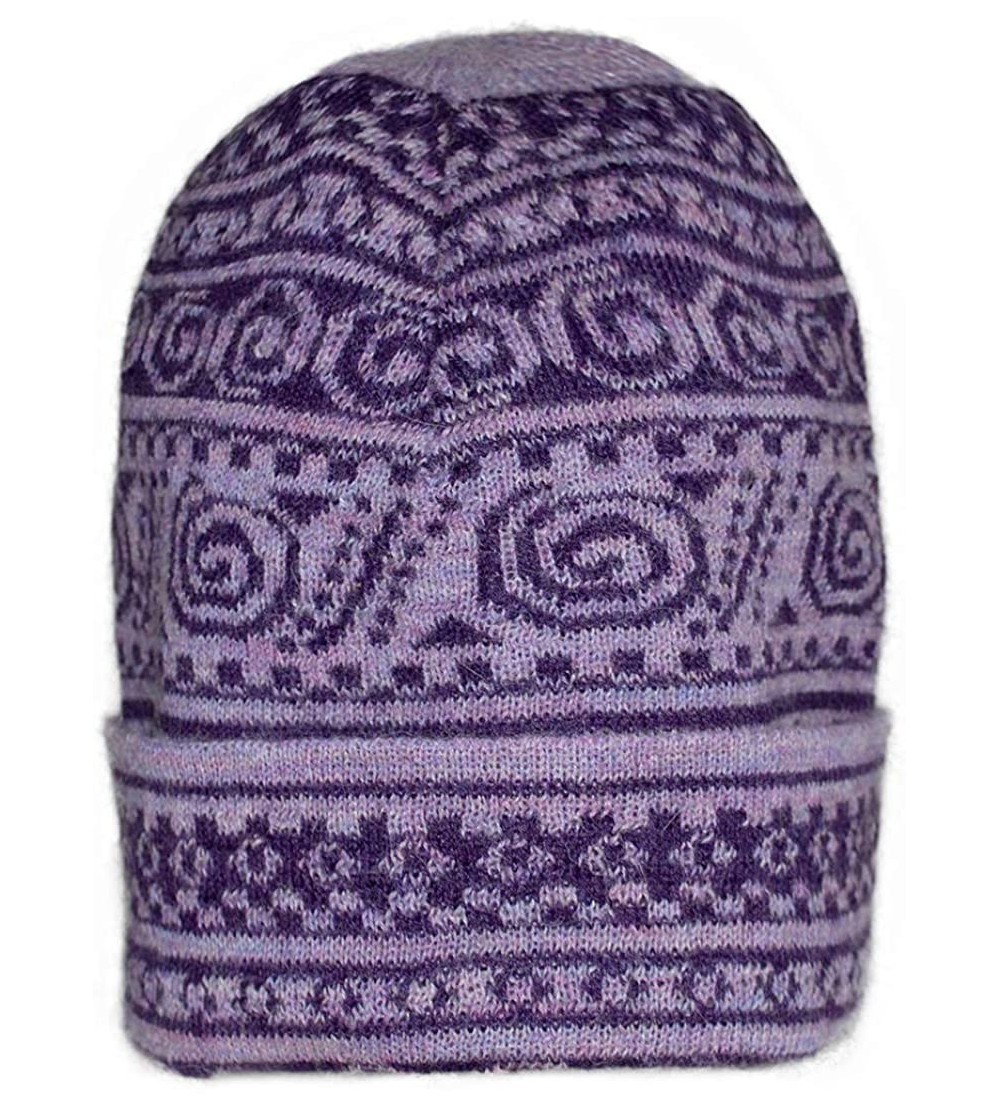 Skullies & Beanies Women's 100% Baby Alpaca Wool Hat Knit Winter Beanie Chimu Hat - Lilac - CA18HGA90EG $44.24