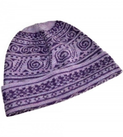 Skullies & Beanies Women's 100% Baby Alpaca Wool Hat Knit Winter Beanie Chimu Hat - Lilac - CA18HGA90EG $44.24