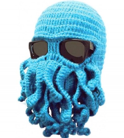 Skullies & Beanies Tentacle Octopus Cthulhu Knit Beanie Hat Caps Beard Halloween Costume Cosplay Mask - Sky Blue - CU12C3IMG3...