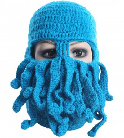 Skullies & Beanies Tentacle Octopus Cthulhu Knit Beanie Hat Caps Beard Halloween Costume Cosplay Mask - Sky Blue - CU12C3IMG3...