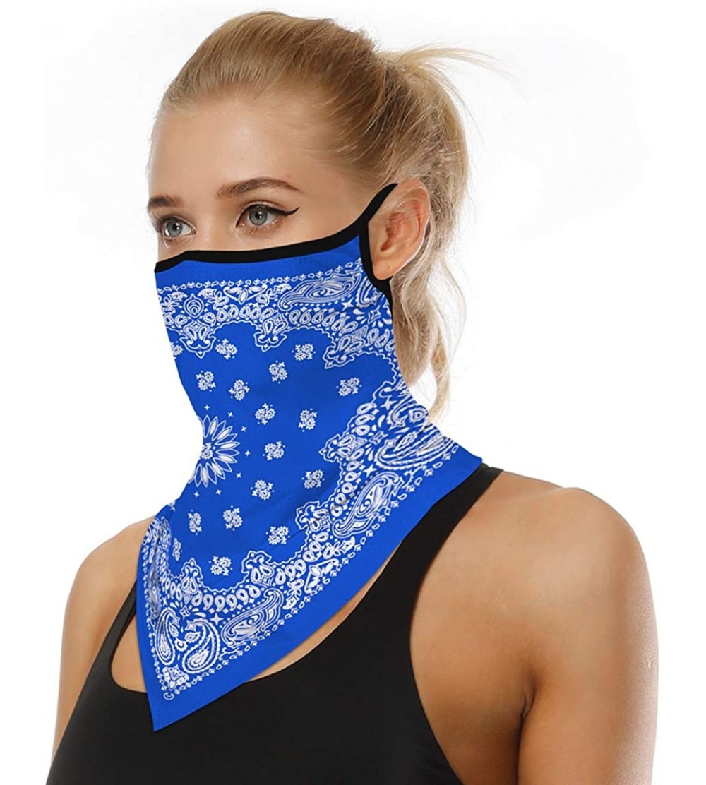 Balaclavas Women/Men Scarf Outdoor Headwear Bandana Sports Tube UV Face Mask for Workout Yoga Running - Print Blue - CU198746...