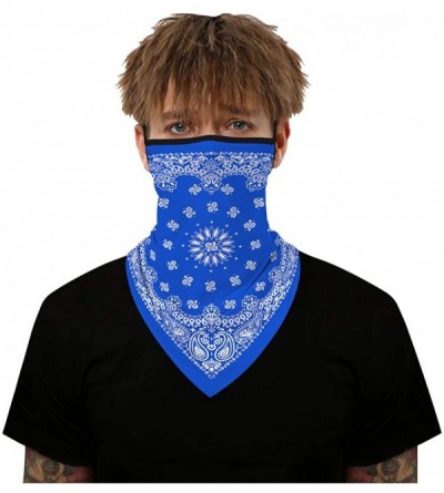 Balaclavas Women/Men Scarf Outdoor Headwear Bandana Sports Tube UV Face Mask for Workout Yoga Running - Print Blue - CU198746...