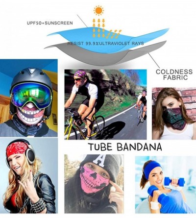 Balaclavas Women/Men Scarf Outdoor Headwear Bandana Sports Tube UV Face Mask for Workout Yoga Running - Print Blue - CU198746...