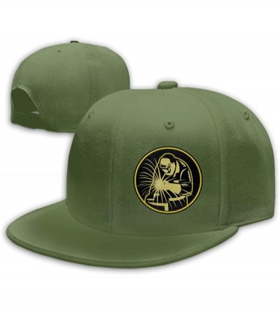 Baseball Caps Yellow Welder Welding Snapback Flat Baseball Cap Men's Adjustable - Moss Green - CG196XMZWXR $16.74