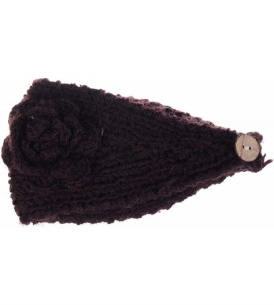 Cold Weather Headbands Womens Winter Chic Turban Bowknot/Floral Crochet Knit Headband Ear Warmer - Botton at Back Floral Dk.b...