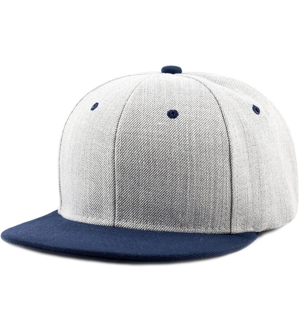 Baseball Caps 1300hg Plain Heather Grey Snapback Cap - Navy - CD126FW6OCL $10.87