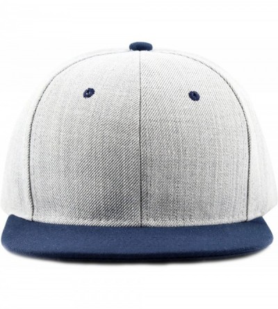 Baseball Caps 1300hg Plain Heather Grey Snapback Cap - Navy - CD126FW6OCL $10.87