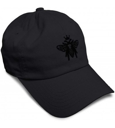 Baseball Caps Custom Soft Baseball Cap Black Flying Queen Bee Embroidery Flat Solid Buckle - Black - CJ18AAOLIOC $13.73