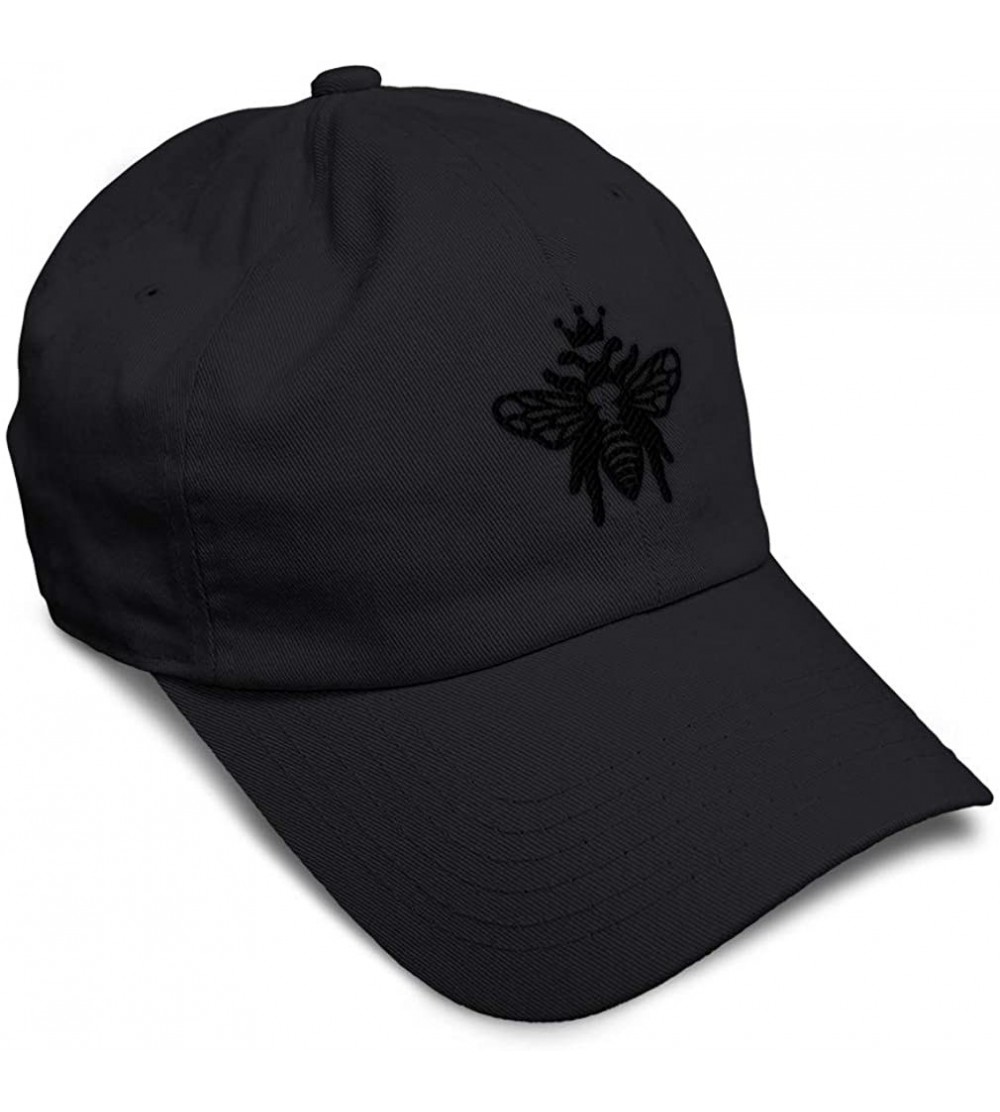 Baseball Caps Custom Soft Baseball Cap Black Flying Queen Bee Embroidery Flat Solid Buckle - Black - CJ18AAOLIOC $13.73