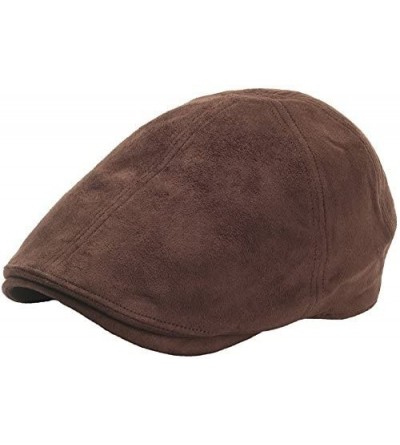 Baseball Caps Simple Suede Feel Soft Ivy Cap Cabbie Newsboy Beret Gatsby Flat Driving Hat - Darkbrown - CM129DH9TCR $45.71
