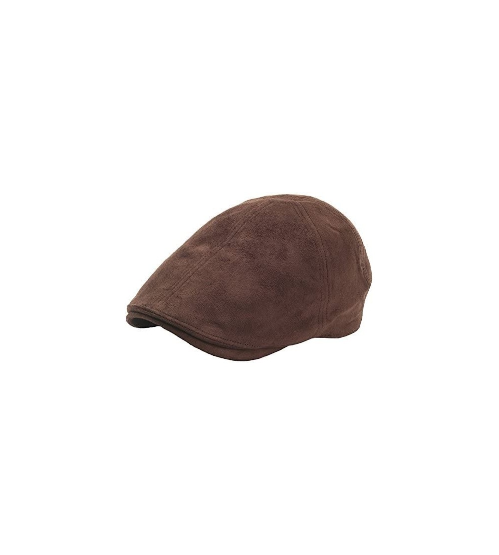 Baseball Caps Simple Suede Feel Soft Ivy Cap Cabbie Newsboy Beret Gatsby Flat Driving Hat - Darkbrown - CM129DH9TCR $28.50
