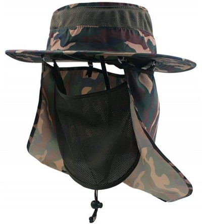 Sun Hats Outdoor Sun Hat Men Women Wide Brim Flap Fishing Cap Neck Flap & Face Cover Mask Hat - Camouflage - C418WECNMN8 $12.74