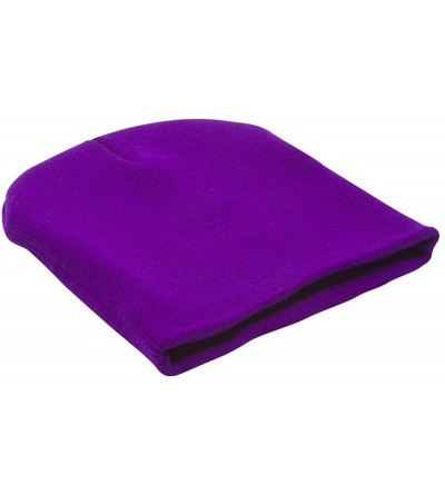 Skullies & Beanies Blank Short Beanie Cap - Purple - CV112I1RGU3 $7.93