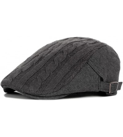 Newsboy Caps 2 Pack Men's Cotton Flat Cap Ivy Gatsby Newsboy Cabbie Caps Hunting Hat - Dark Grey/Black - CV187IO6OYE $16.99