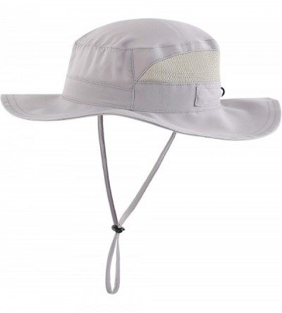 Sun Hats Men's Outdoor Mesh Boonie Sun Hat Wide Brim UV Protection Fishing Hat - Gray - C918DMKEXWR $16.05
