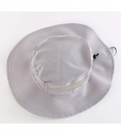 Sun Hats Men's Outdoor Mesh Boonie Sun Hat Wide Brim UV Protection Fishing Hat - Gray - C918DMKEXWR $16.05