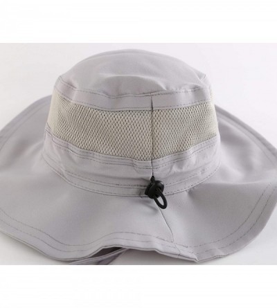 Sun Hats Men's Outdoor Mesh Boonie Sun Hat Wide Brim UV Protection Fishing Hat - Gray - C918DMKEXWR $16.05