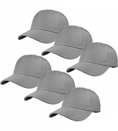 Baseball Caps Plain Blank Baseball Caps Adjustable Back Strap Wholesale Lot 6 Pack - Light Gray - C118E923N9Z $17.54