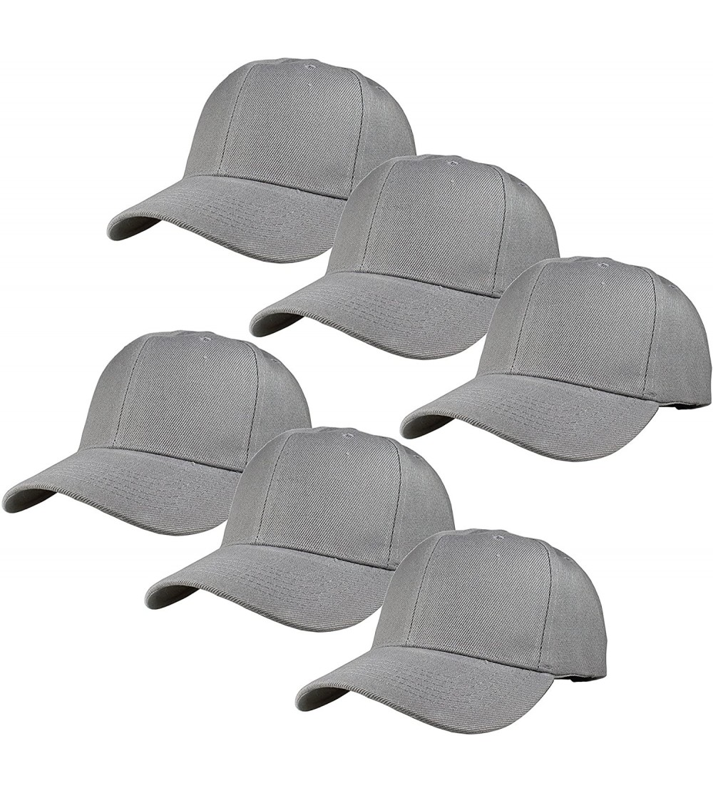 Baseball Caps Plain Blank Baseball Caps Adjustable Back Strap Wholesale Lot 6 Pack - Light Gray - C118E923N9Z $34.16
