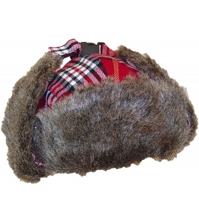 Bomber Hats Adult Plaid Russian/Trooper W/Soft Faux Fur Cap (One Size) - Red - CG11OV74XSZ $13.62