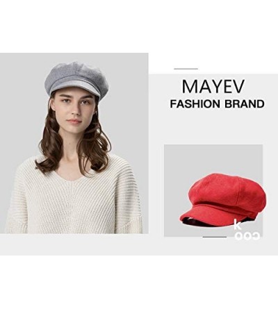 Newsboy Caps 2019 New Womens 8 Panels Visor Beret Newsboy Cap- Ladies Merino Wool-Soft Warm Wool Octagonal Cap - Red - C818AG...