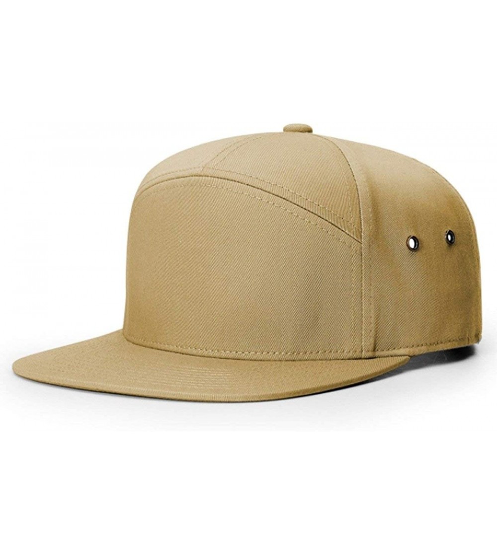 Baseball Caps Richardson 7 Panel Cotton Twill Structured Camper Hat Adjustable Leather Strapback - Biscuit - C9188U63CAW $14.73