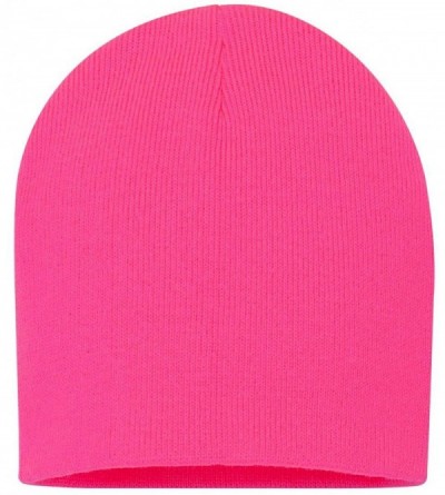 Skullies & Beanies SP08 - 8 Inch Knit Beanie - Neon Pink - CT11CYPPJF7 $7.93
