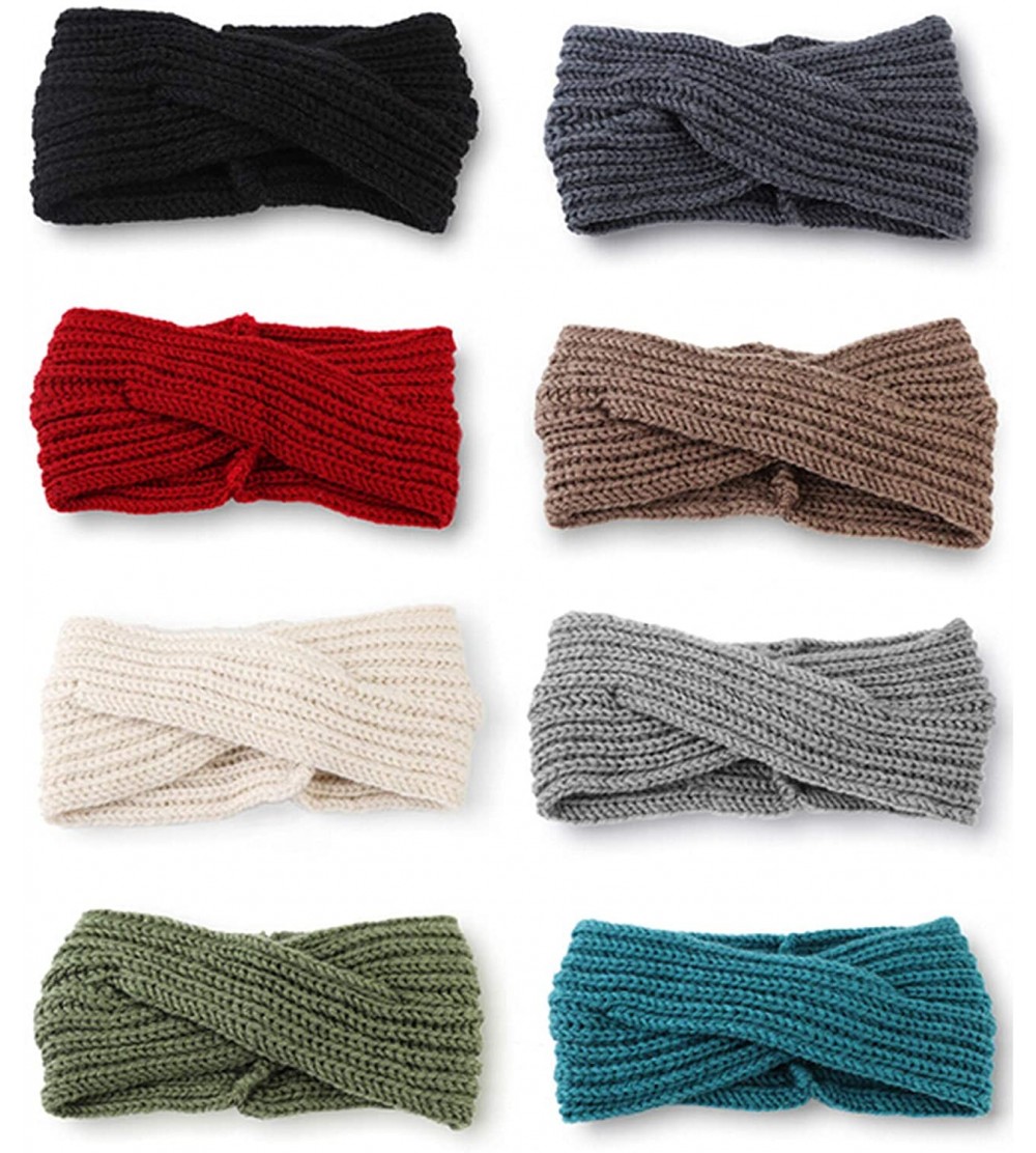 Headbands 4-8 Pcs Crochet Turban Headbands for Women Girls Cute Soft Head Wrap Ear Warmer - 8 pcs - C018LC7TIX3 $11.77
