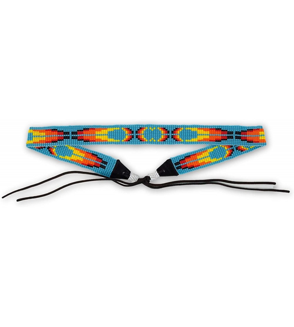 Cowboy Hats Hat Band Cowboy Western Beaded Hatband Turquoise Orange White Men Women Handmade - Turquoise and Yellow - CZ18OEN...