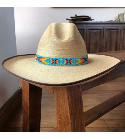 Cowboy Hats Hat Band Cowboy Western Beaded Hatband Turquoise Orange White Men Women Handmade - Turquoise and Yellow - CZ18OEN...