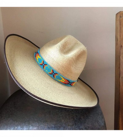 Cowboy Hats Hat Band Cowboy Western Beaded Hatband Turquoise Orange White Men Women Handmade - Turquoise and Yellow - CZ18OEN...