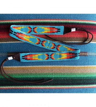 Cowboy Hats Hat Band Cowboy Western Beaded Hatband Turquoise Orange White Men Women Handmade - Turquoise and Yellow - CZ18OEN...