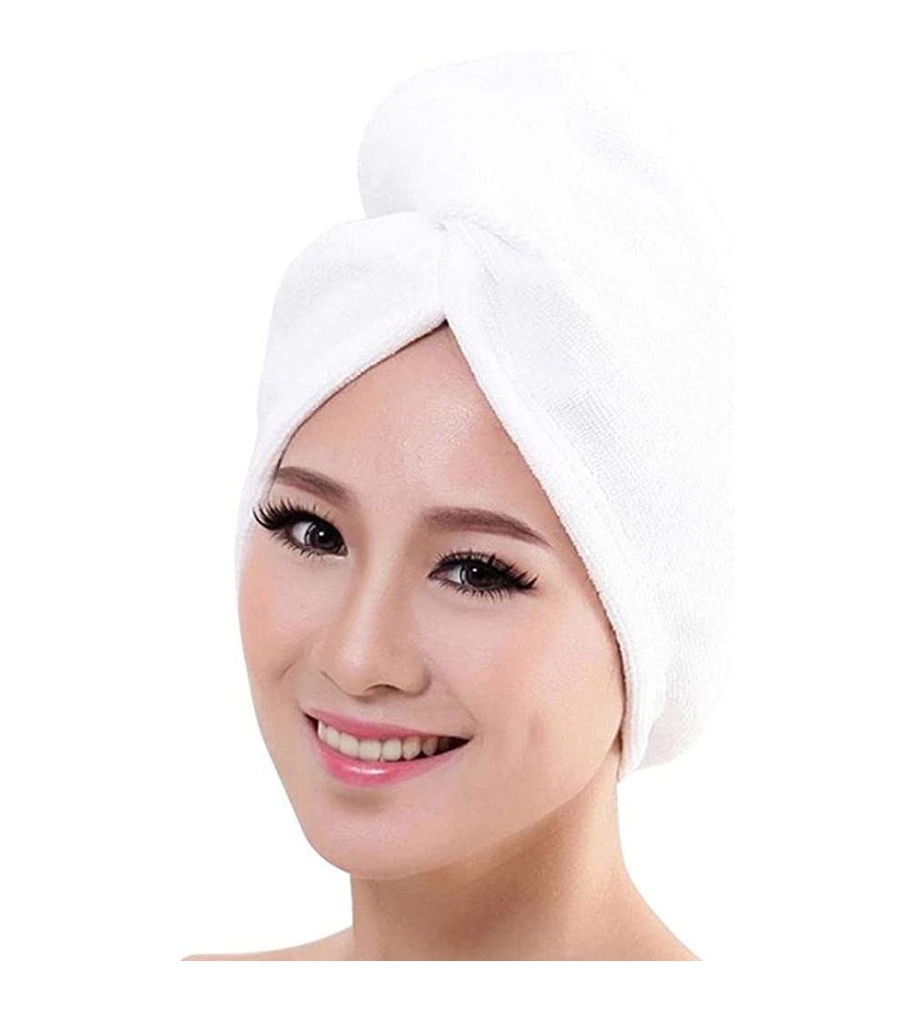 Fedoras Women Sexy Bath Towel Hair Dry Hat Cap Quick Drying Lady Bath Tool - White - CR18LH9QT4Y $8.55