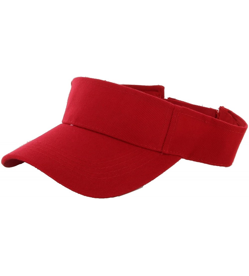 Visors Plain Men Women Sport Sun Visor One Size Adjustable Cap - Red - C911SD3Q4UN $7.30