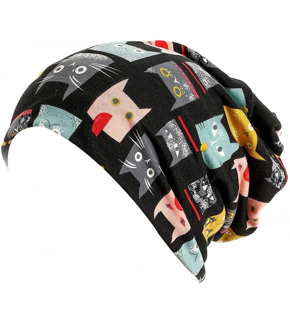 Skullies & Beanies Flower Printed Beanie Women Turban Headband Chemo Cap - Pet-c - C0198SM8745 $8.68